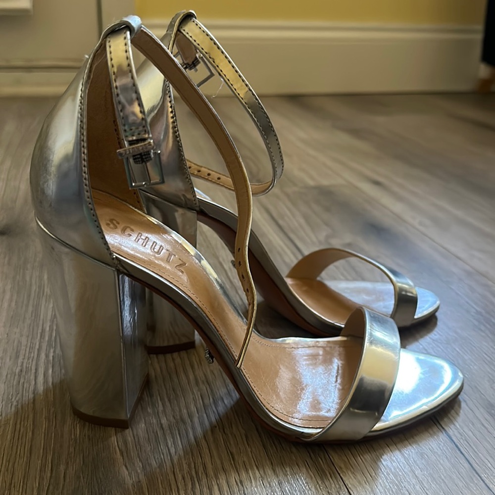Schutz Silver block heels